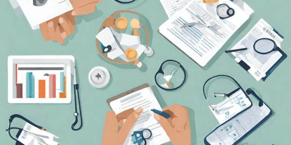 collage of different medical documents showcasing financial success