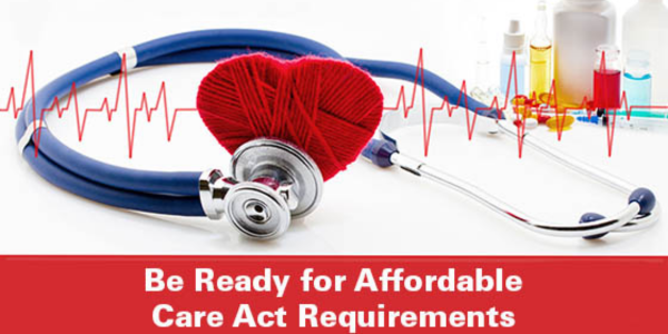 aca penalties, heart with stethoscope with caption that reads 'be ready for affordable care act requirements"