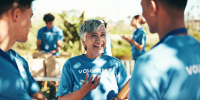 group of volunteer speaking in a circle